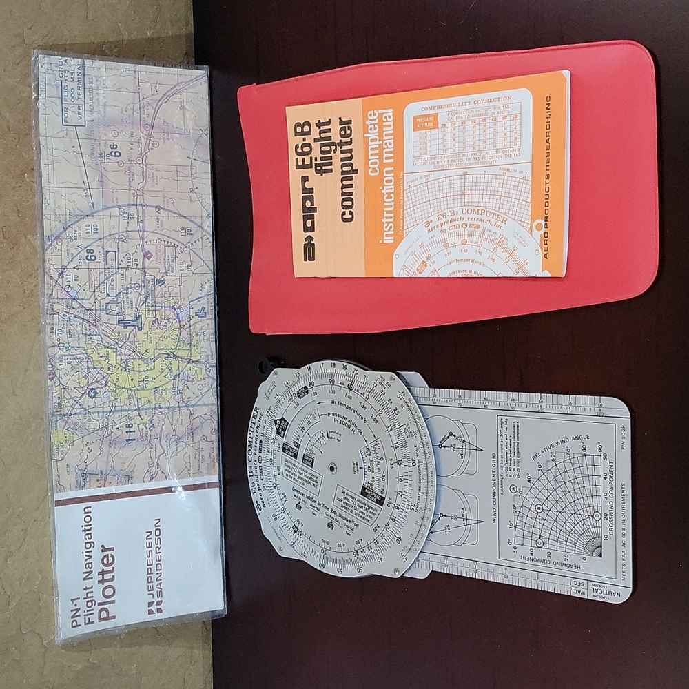 Vintage APR E6-B Flight Computer w/Manual Case & PN-1 Navigational Plotter